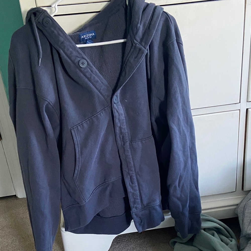 Arizona Navy Blue Button Up Hoodie
